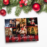 スノーフェイク&バッファローチェック5写真<br><div class="desc">雪と水牛のチェックでスタイルにあなたのフェイククリスマスの願いを送る5写真メリークリスマスフォトクリスマスカード。</div>