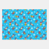 スノーフェイク・パターンを持つGrinch、Max & Cindy-Lou ラッピングペーパーシート (正面)