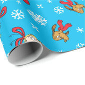 スノーフェイク・パターンを持つGrinch、Max & Cindy-Lou ラッピングペーパー (ロールコーナー)