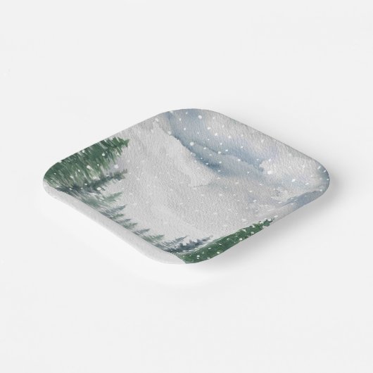 スノーフォレスト冬ワンダーランドベビースシャワーパーティー ペーパープレート (傾斜あり)