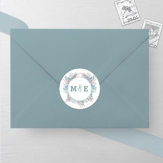 スノーフォールシダ冬の結婚式のシール ラウンドシール