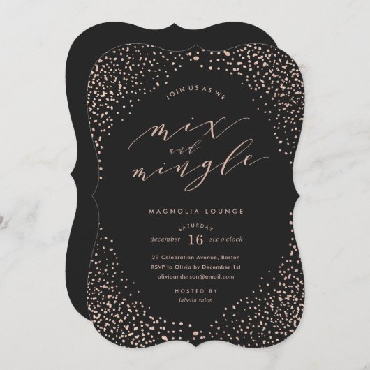 スノーフォールホリデーパーティー招待状 招待状 (正面/裏面)