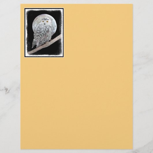 スノーフクロウと月絵画のオリジナル- Bird Art (正面)