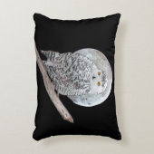 スノーフクロウと月絵画のオリジナル- Bird Art アクセントクッション (正面(垂直))