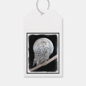 スノーフクロウと月絵画のオリジナル- Bird Art ギフトタグ (裏面)