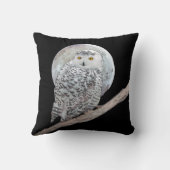 スノーフクロウと月絵画のオリジナル- Bird Art クッション (裏面)