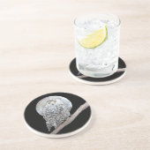 スノーフクロウと月絵画のオリジナル- Bird Art コースター (側面)