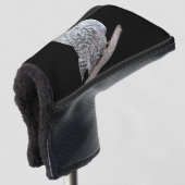 スノーフクロウと月絵画のオリジナル- Bird Art ゴルフヘッドカバー (3/4 正面)