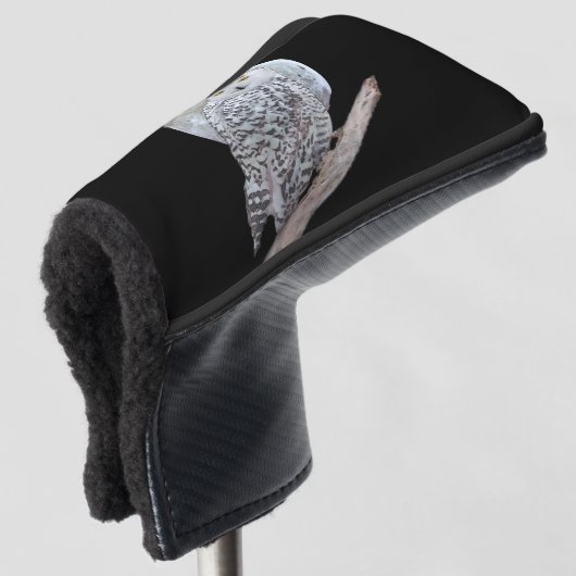 スノーフクロウと月絵画のオリジナル- Bird Art ゴルフヘッドカバー (3/4 正面)