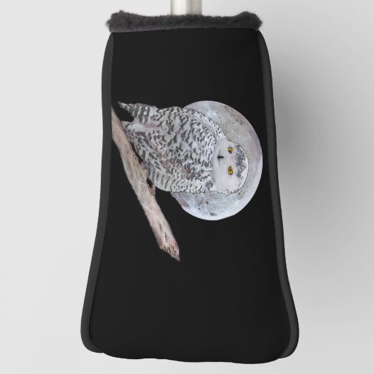 スノーフクロウと月絵画のオリジナル- Bird Art ゴルフヘッドカバー (回転90)