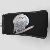 スノーフクロウと月絵画のオリジナル- Bird Art ゴルフヘッドカバー (正面)