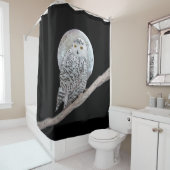 スノーフクロウと月絵画のオリジナル- Bird Art シャワーカーテン (インサイチュ)