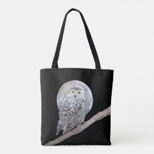 スノーフクロウと月絵画のオリジナル- Bird Art トートバッグ