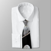 スノーフクロウと月絵画のオリジナル- Bird Art ネクタイ (タイ)