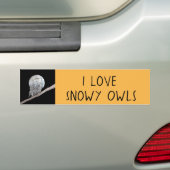スノーフクロウと月絵画のオリジナル- Bird Art バンパーステッカー (車上)