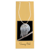 スノーフクロウと月絵画のオリジナル- Bird Art ワインギフトバッグ (裏面)