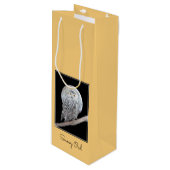 スノーフクロウと月絵画のオリジナル- Bird Art ワインギフトバッグ (正面アングル)