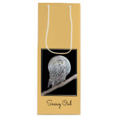 スノーフクロウと月絵画のオリジナル- Bird Art ワインギフトバッグ (正面)