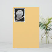 スノーフクロウと月絵画のオリジナル- Bird Art 便箋 (スタンド正面)