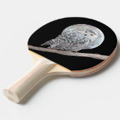 スノーフクロウと月絵画のオリジナル- Bird Art 卓球ラケット (正面アングル)