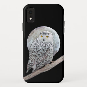 スノーフクロウと月絵画のオリジナル- Bird Art iPhone XRケース
