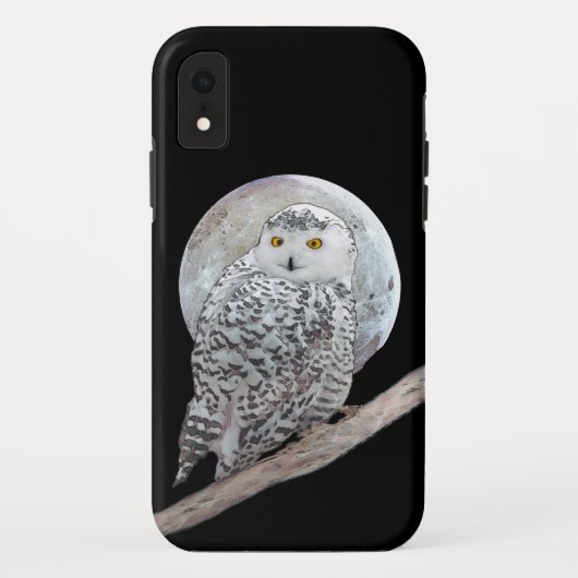スノーフクロウと月絵画のオリジナル- Bird Art Case-Mate iPhoneケース (裏面)