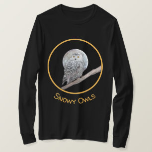 スノーフクロウと月絵画のオリジナル- Bird Art Tシャツ