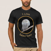 スノーフクロウと月絵画のオリジナル- Bird Art Tシャツ (正面)