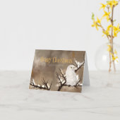 スノーフクロウのクリスマス カード (黄色い花)