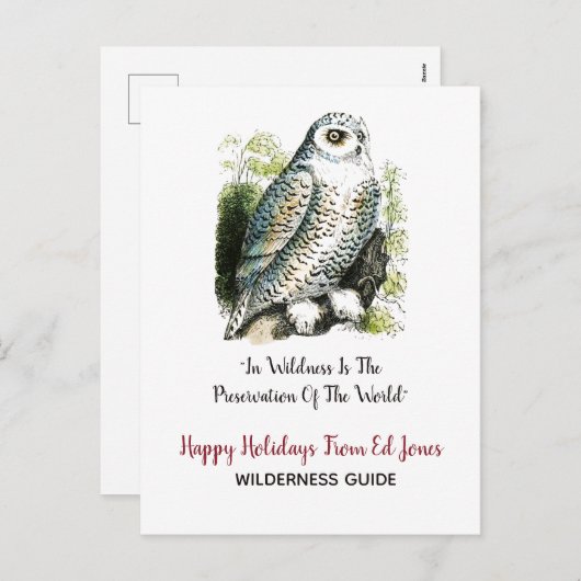 スノーフクロウのクリスマス シーズンポストカード (正面/裏面)