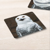 スノーフクロウのコースタクナ スクエアペーパーコースター (アングル)