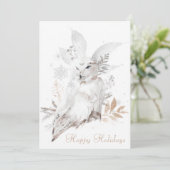 スノーフクロウのハッピーホリデー5x7カード（封筒つき） (スタンド正面)