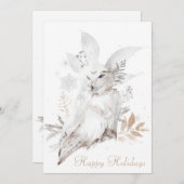 スノーフクロウのハッピーホリデー5x7カード（封筒つき） (正面/裏面)