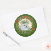 スノーフクロウのホリデーシール ラウンドシール (封筒)