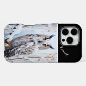 スノーフクロウの冬のパーチ iPhoneケース (裏面横)