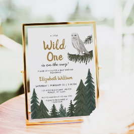 スノーフクロウイラストレーションベビーシャワー 招待状