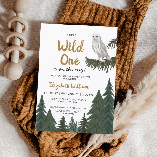 スノーフクロウイラストレーションベビーシャワー 招待状
