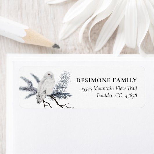 スノーフクロウウィンタークリスマス差出人住所ラベル ラベル (インサイチュ)