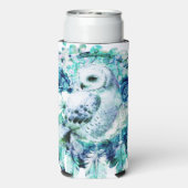 スノーフクロウドリームキャッチャーグリーンとティール（緑がかった色）ブルーフローラ スリム缶クーラー (Seltzer裏面)