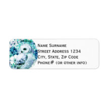 スノーフクロウドリームキャッチャーグリーンとティール（緑がかった色）ブルーフローラ