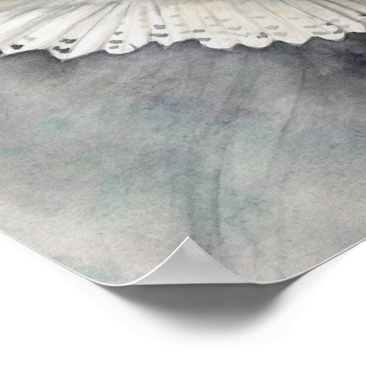 スノーフクロウ下降水彩野生生物アートワーク ポスター (角)