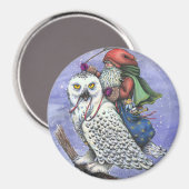 スノーフクロウ及びサンタクリスマスマグネットファンタジー マグネット (正面/裏面)