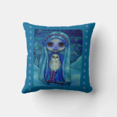 スノーフクロウ妖精の冬ワンダーランド大きな目かわいい クッション (裏面)