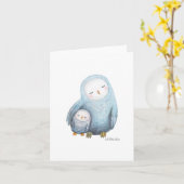スノーフクロウ母とベビースイートウッドランド空白の動物 カード (黄色い花)