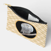 スノーフクロウ絵を描とムーンのオリジナル野鳥アート アクセサリーポーチ (見開き)