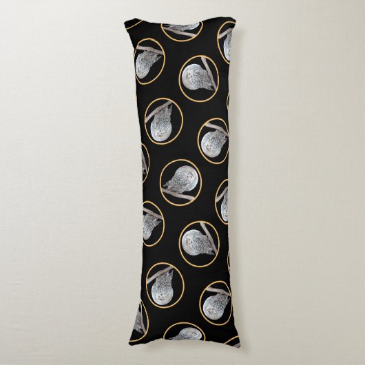 スノーフクロウ絵を描とムーンのオリジナル野鳥アート ボディピロー (正面縦)