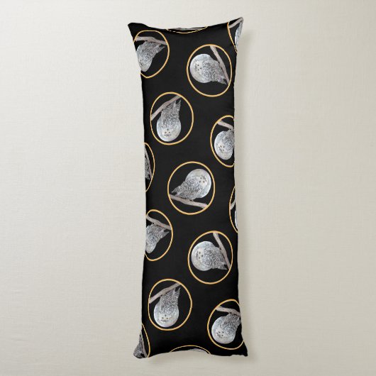 スノーフクロウ絵を描とムーンのオリジナル野鳥アート ボディピロー (裏面 (縦))