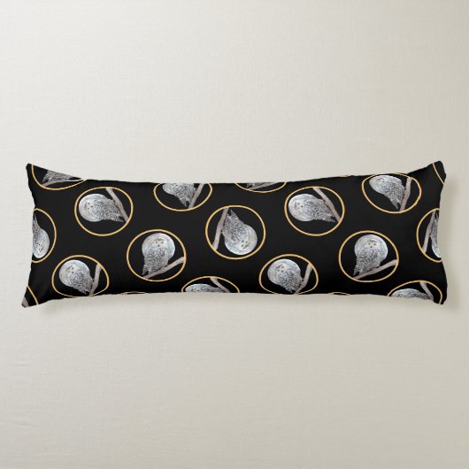 スノーフクロウ絵を描とムーンのオリジナル野鳥アート ボディピロー (正面)