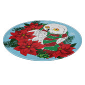 スノーフクロウ赤ポインセティアス・クリスマス カッティングボード (角)
