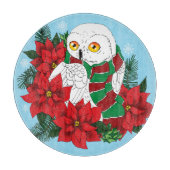 スノーフクロウ赤ポインセティアス・クリスマス カッティングボード (正面)
